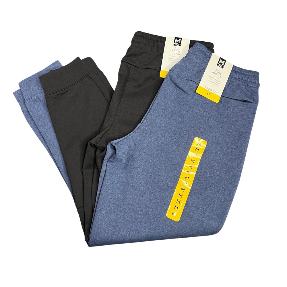 NWT TWO Members Mark Men's Medium Active Jogger Pants Bundle Black Blue C53415